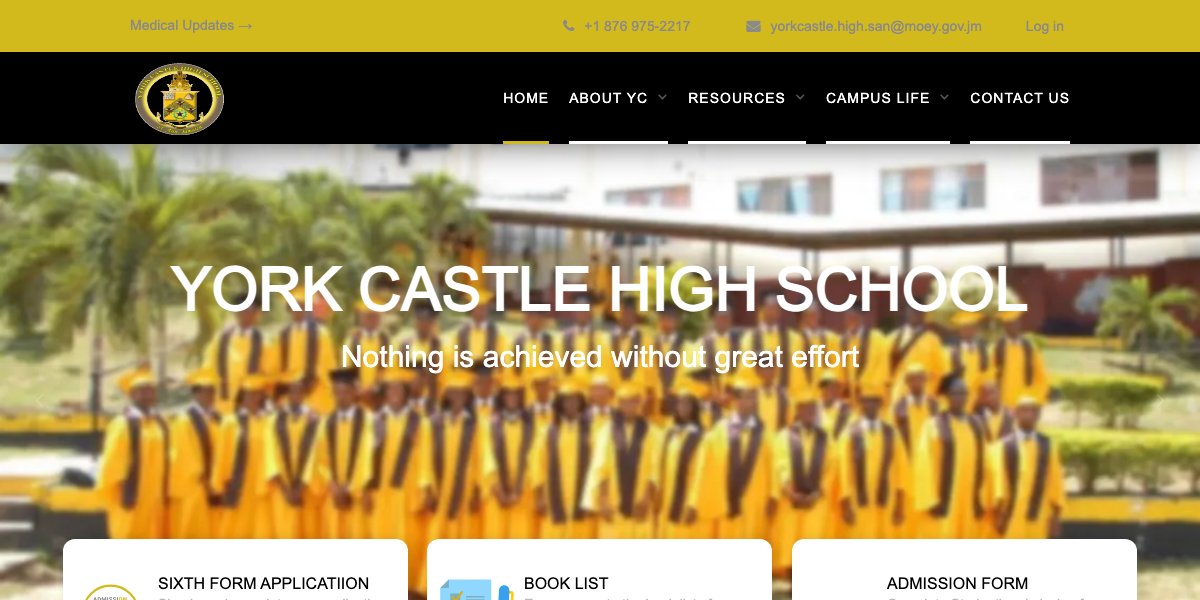 York Castle High School website screenshot